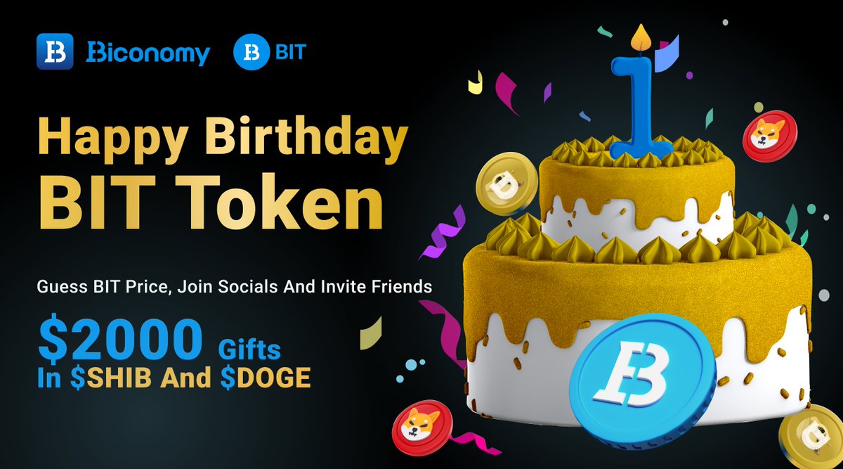 BiconomyCom's tweet photo. Celebrate #BITToken 1st Anniversary with us🥳
💰Share $2000 Prize in #SHIB and #DOGE🏆

1️⃣RT&amp;Tag 5 Friends, put #BiconomyExchange #BITTokenBirthday, Give $BIT price prediction
2️⃣Join our socials⬇️
3️⃣Invite friends to join #Biconomy by referral link
APPLY: https://t.co/pLmXEfmOCd https://t.co/j14rvr8hsU
