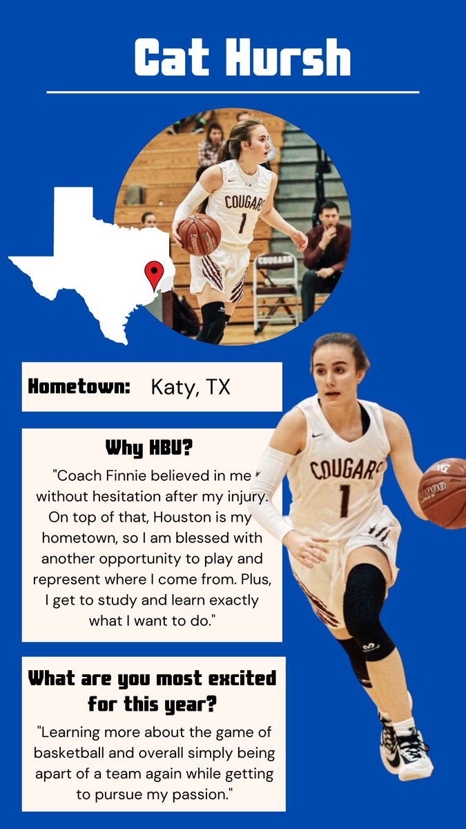 Our 5th and final newcomer joins us from right up the road in Katy, TX. Learn more about @CatHursh and why she's excited to be a Husky! ⬇️
