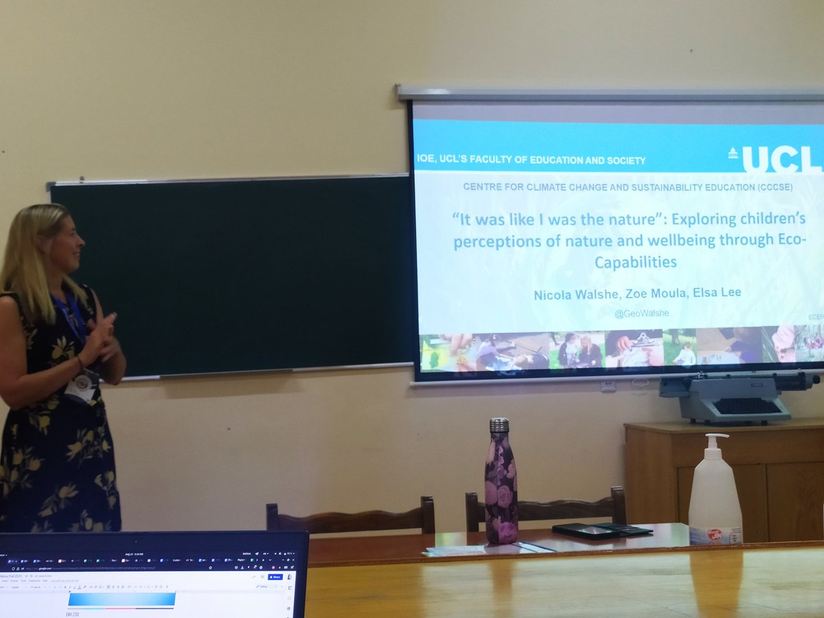 DrZoeMoula's tweet photo. It was lovely presenting our @ECapabilities project today #ECER2022. Join us tomorrow at 15:30 at the wellbeing network for more ideas on bringing arts in nature in schools @IOE_London @GeoWalshe @CambridgeCandI @HilCoxCondron https://t.co/1E7BCO2OwD