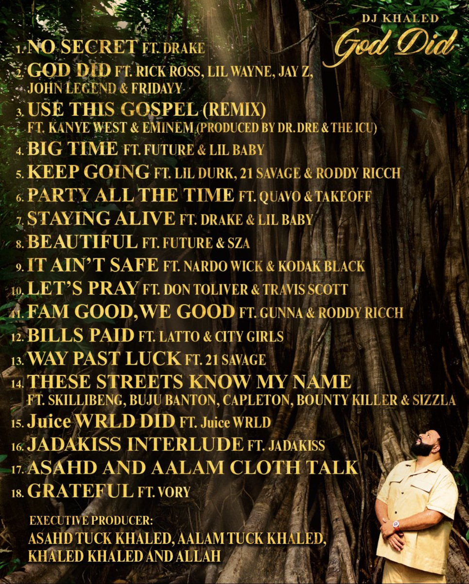 The holy scripture. 📜
This is a gift to the world. 🌎
This is a gift to the fans. 🎁
This is a gift for us. 🤲🏽
GOD DID. 

#GODDID AUG 26th 

DJKhaled.lnk.to/GODDID