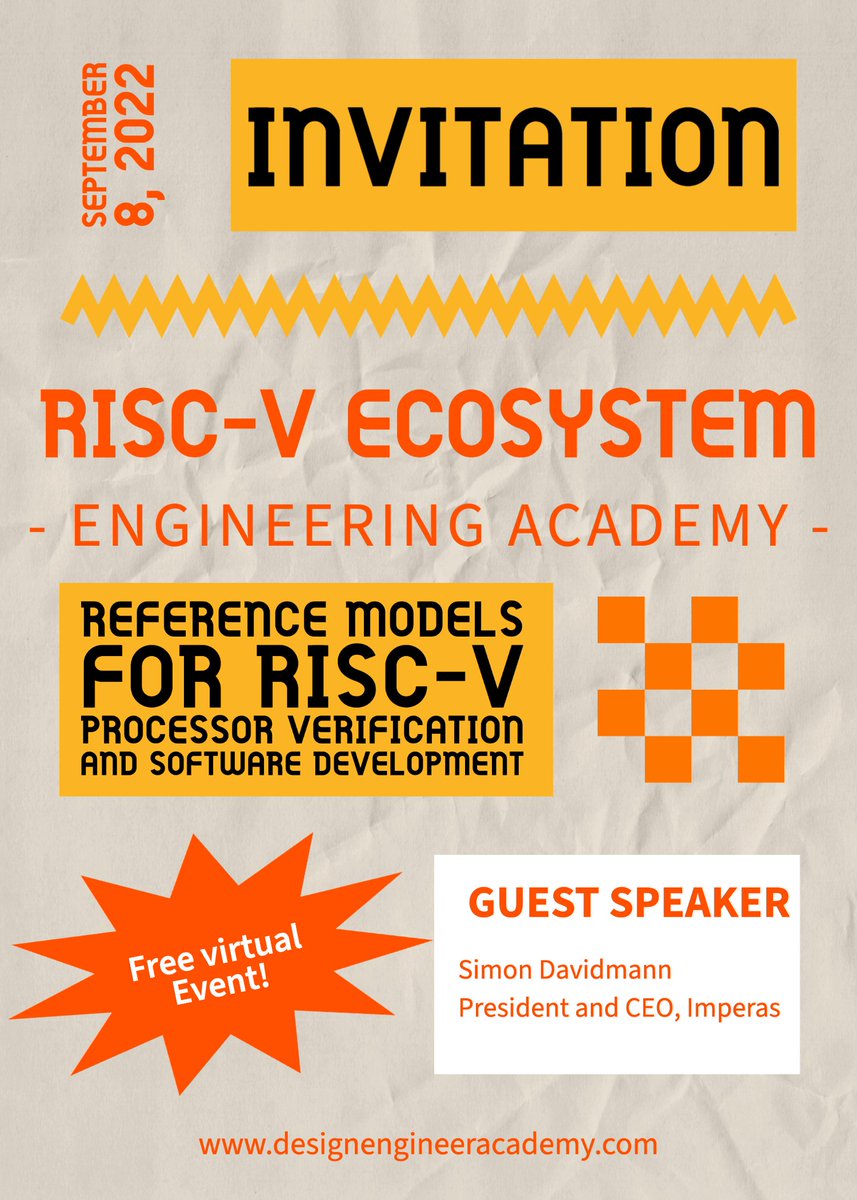 ElectronicDesgn's tweet photo. This #EngineeringAcademy chat with @ImperasSoftware’s Simon Davidmann will cover adaptable #verification methods that complement the design innovations of #RISCV. https://t.co/H1RsEoQya3
#softwaredevelopment #processorverification https://t.co/AlvWz9DQ2h