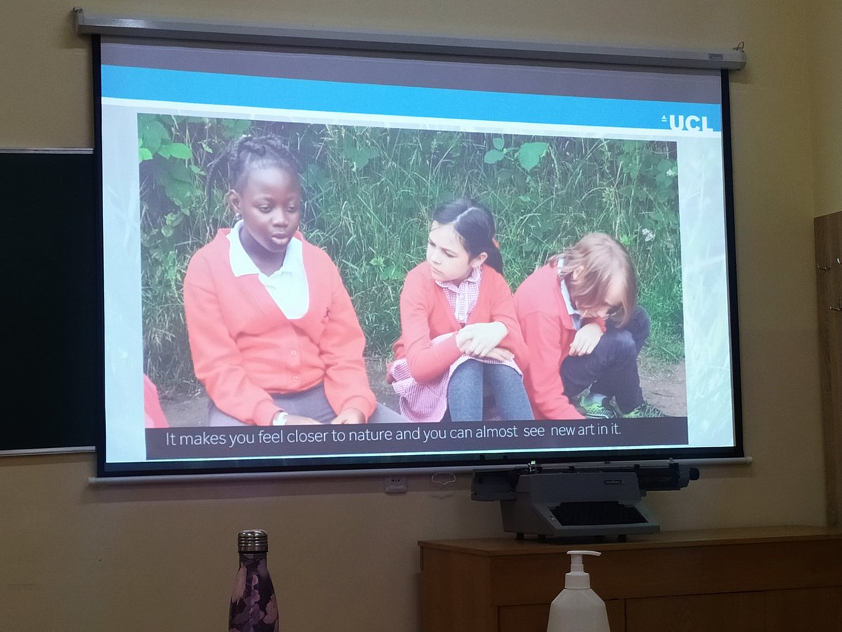 DrZoeMoula's tweet photo. It was lovely presenting our @ECapabilities project today #ECER2022. Join us tomorrow at 15:30 at the wellbeing network for more ideas on bringing arts in nature in schools @IOE_London @GeoWalshe @CambridgeCandI @HilCoxCondron https://t.co/1E7BCO2OwD