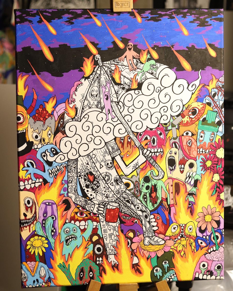 Title : The cloud dancing in the fire monster.

Painting on canvas
size 60x70 cm

Period of creating : 5 Days 

#arttyrock #arttyrockgallery #hideandseek #poscathailand 
#paintings #poscaoficial #doodleart