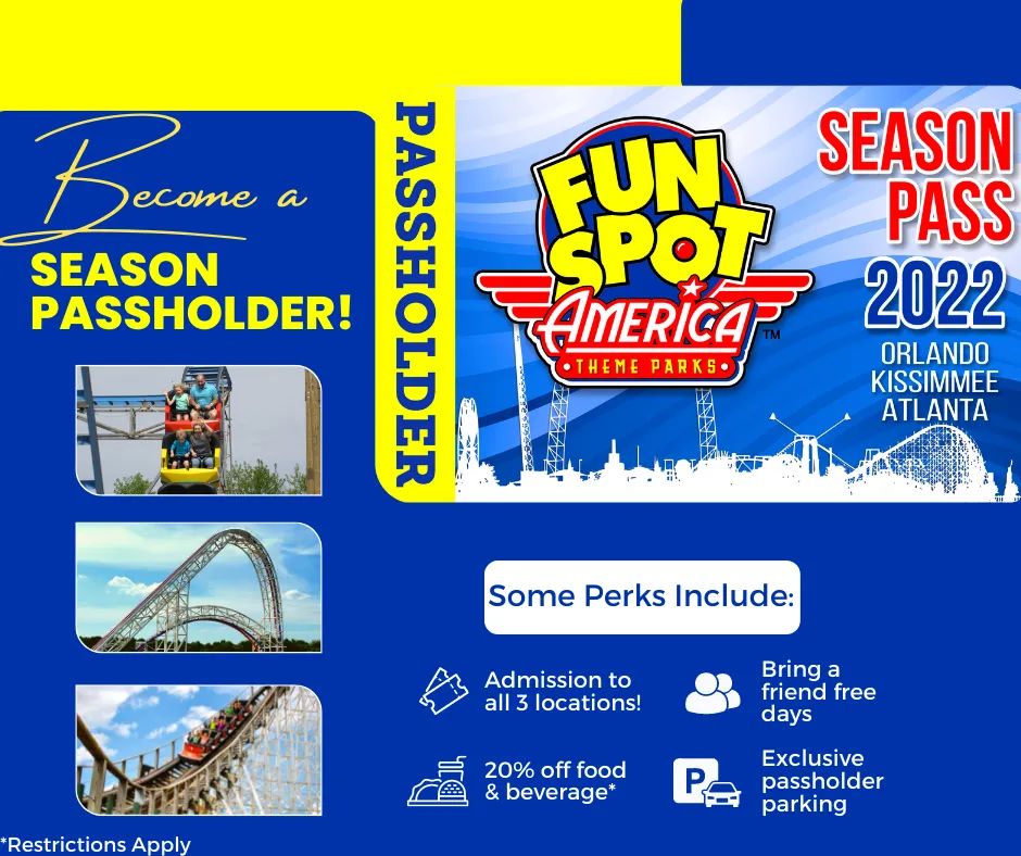 FunSpotAmerica's tweet image. Experience the thrills all season long and become a Fun Spot Season Passholder! For more information on benefits and to purchase yours today, visit: bit.ly/FSACoreORL

#funspotamerica #funspotatlanta #FindYourFun #seasonpassholder
