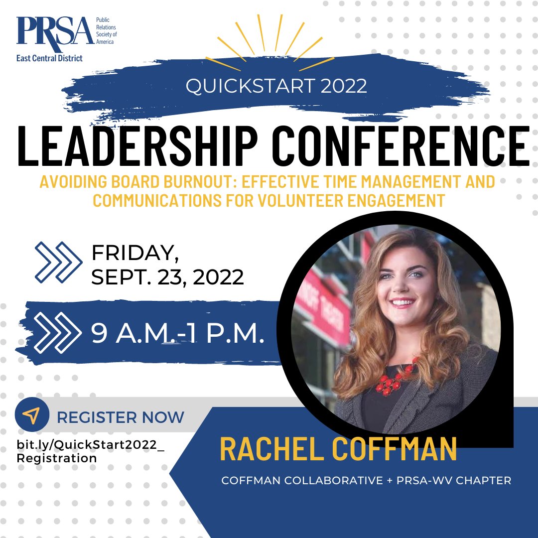 Burnout is all too real for most – if not all – of our Chapter’s members. How can you manage your Chapters to keep your board’s volunteers and members engaged in your programming and other activities? Hear from Rachel Coffman at QuickStart 2022! Register: prsaecd.org/leadership-con…