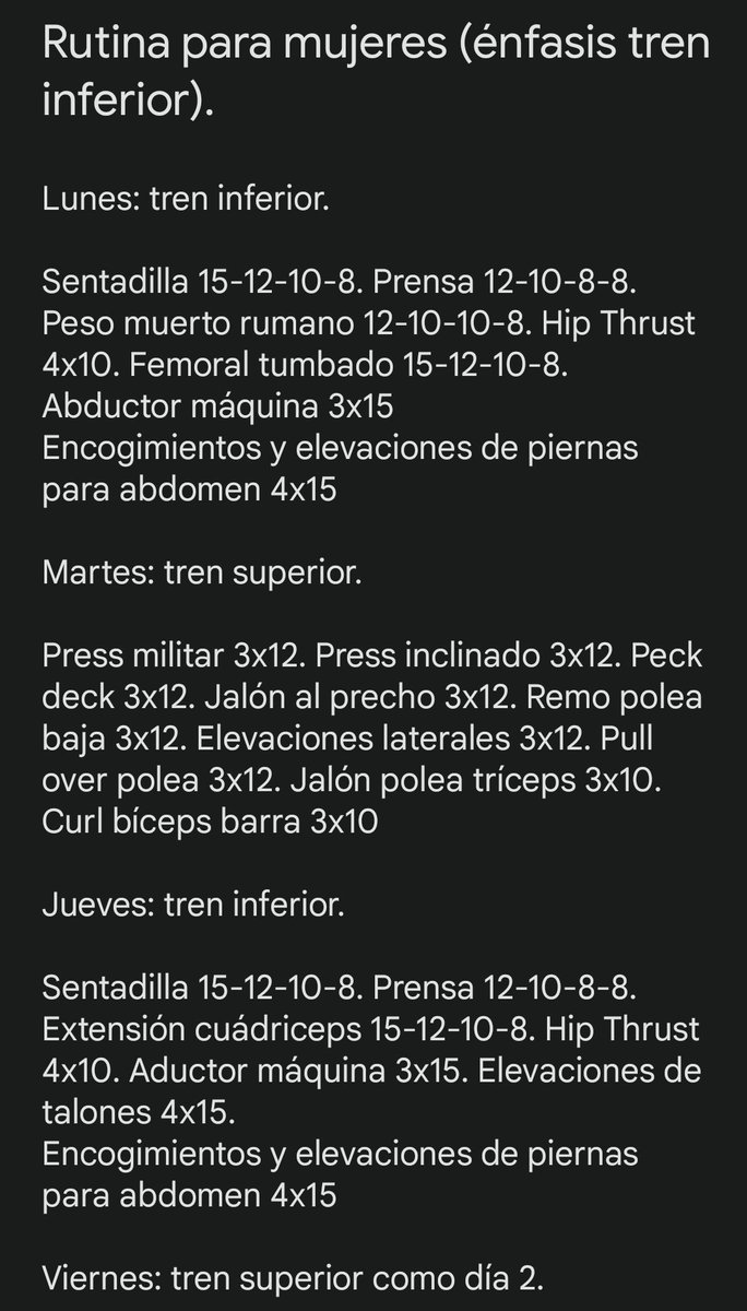 HuhConH's tweet photo. Rutinas de ejemplo muy útiles para todos. Los que vayáis a empezar y no estéis familiarizados con los nombres buscad los ejercicios en Youtube y veréis perfectamente cómo se ejecutan. https://t.co/SeFxGOh20K