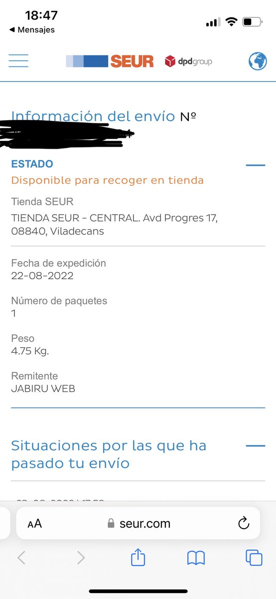 v_guilla's tweet photo. Lamentable servicio de  @SEUR @SEUR_responde @AmazonHelp llevo toda la tarde en casa, y me dicen que no han podido entregar el envío, que se ha intentado una entrega antes de que sea materialmente posible https://t.co/QfYOAY98XO