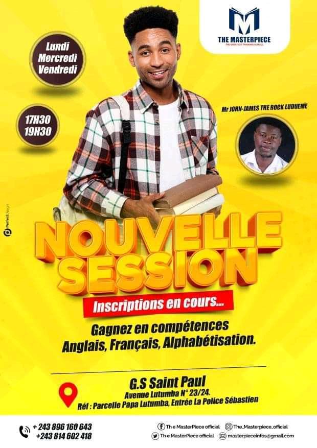 TheMaster00243's tweet photo. Flash❗ Flash❗ Flash❗

Le centre The Masterpiece a une nouvelle adresse.

Désormais pour vos inscriptions, rejoignez-nous au Groupe Scolaire Saint Paul sur l'avenue Lutumba Nº 23, Q. Bibwa, C. N'sele, juste après la parcelle de papa Lutumba.

Nos inscriptions sont en cours. https://t.co/jLaUrvqThP