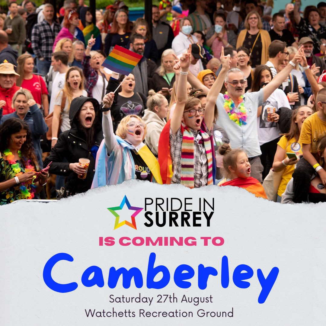 🌈Celebrating Pride 2022🌈

We'll be at <a href="/PrideInSurrey/">Pride in Surrey</a> in Camberley, Saturday 27 August. Face painting, temporary tattoos &amp; more fun!🏳️‍🌈

Don't forget to get your tickets and we look forward to seeing you there, in the <a href="/SurreyNews/">Surrey County Council News</a> tent #PrideinSurrey