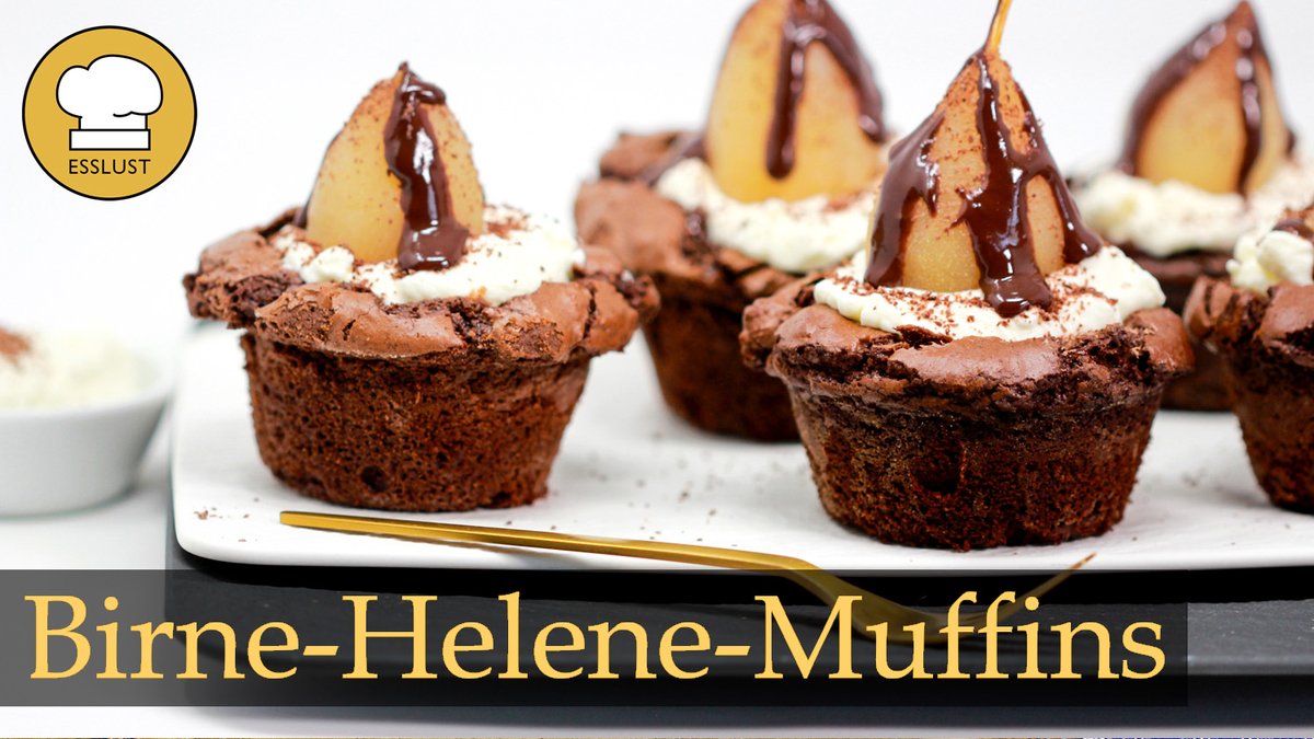essenmitlust's tweet photo. Es muss ja nicht immer Helene Fischer sein. Birne Helene ist ein Klassiker unter den Desserts. Und wir backen heute eine abgewandelte Form, nämlich optisch schöne und geschmacklich köstliche Birne Helene Muffins.#birnehelemuffins #Esslust Zum VIDEO https://t.co/QENWkExhY4 https://t.co/zMJZFcv6Rp