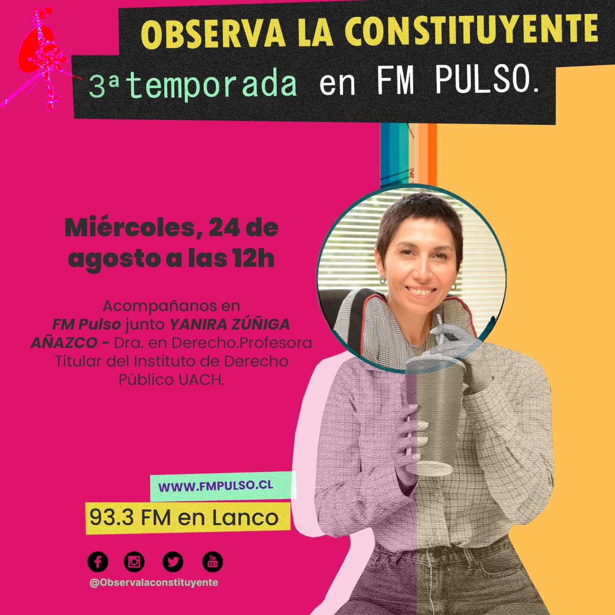 Mañana estaremos junto a <a href="/YZunigaAnazco/">Yanira Zúñiga Añazco</a> analizando el proyecto de la Nueva Constitución desde la mirada feminista, en la penúltima emisión de nuestro programa. No te lo pierdas siempre por fmpulso.cl y medios colaboradores #valdiviacl infórmate, reflexiona y vota.