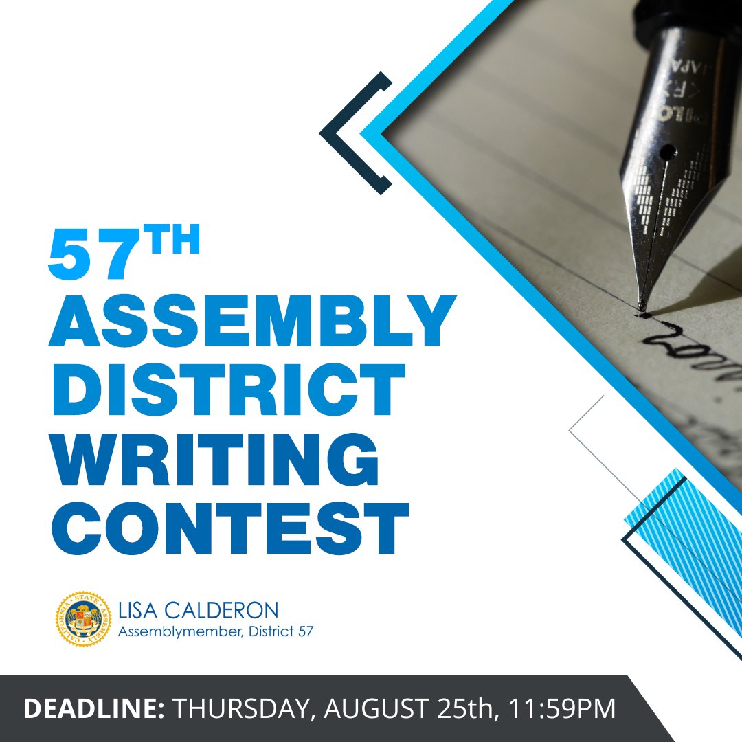 #ICYMI: there are only a few days left to participate in the #AD57WritingContest!

#AD57 High School seniors graduating in Spring ’23 are eligible to apply! The deadline is Thursday, August 25th! 

Learn more or apply today by visiting a57.asmdc.org!