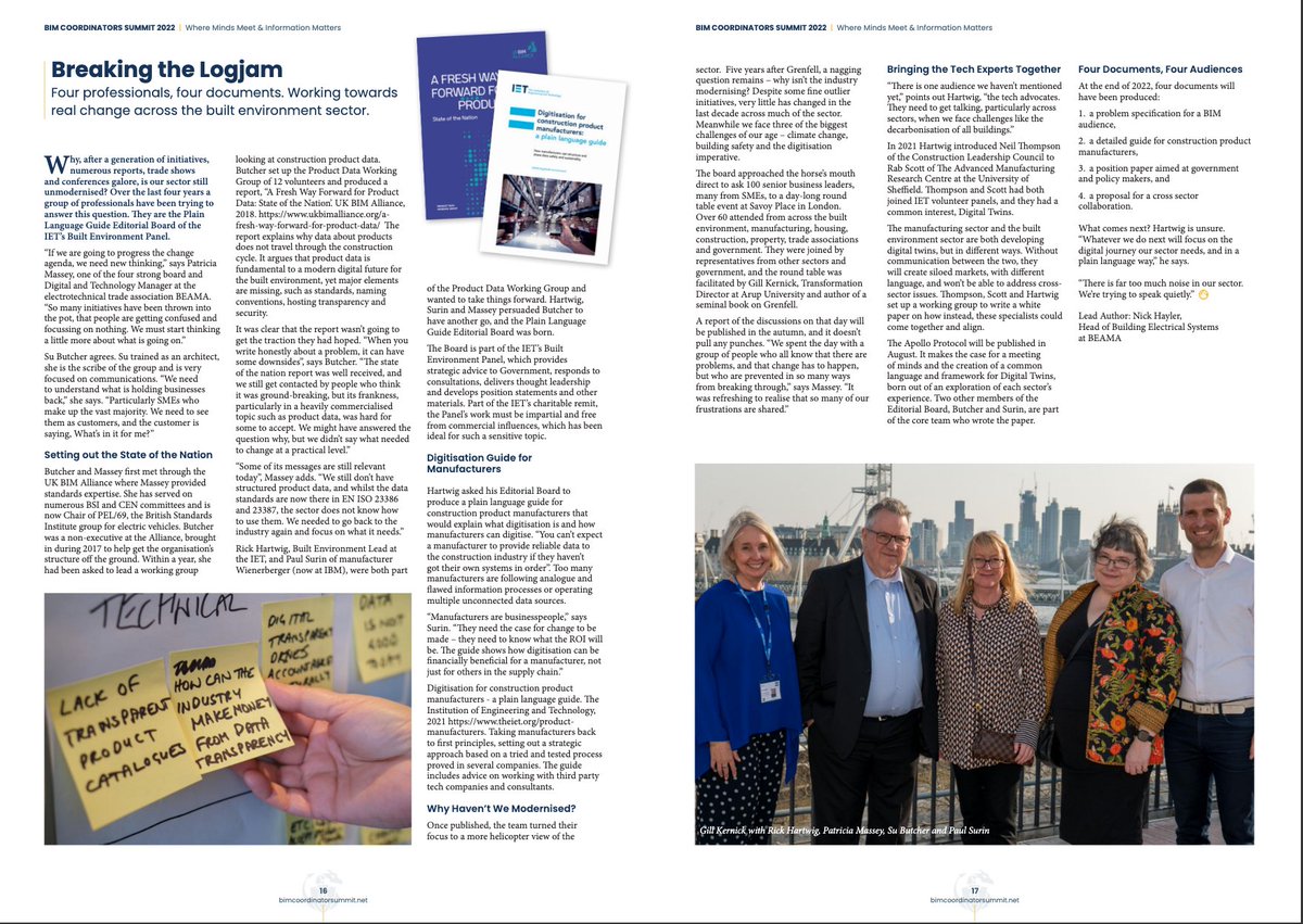 Thanks <a href="/BIMCoordinators/">BIM Coordinators Summit</a> for publishing our article - Breaking the Logjam issuu.com/www.bimcoordin… #builtenvironment #data #manufacturersPLG #Sustainability #circulareconomy