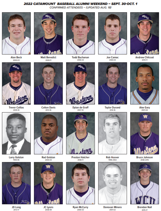 CoachBeck24's tweet photo. Just a few of the confirmed @CatamountBSB Alums for Alumni weekend!  Excited to have everyone back home in #Catamountcountry! More attendees coming soon!  #GoCats https://t.co/0NxuhyARVM