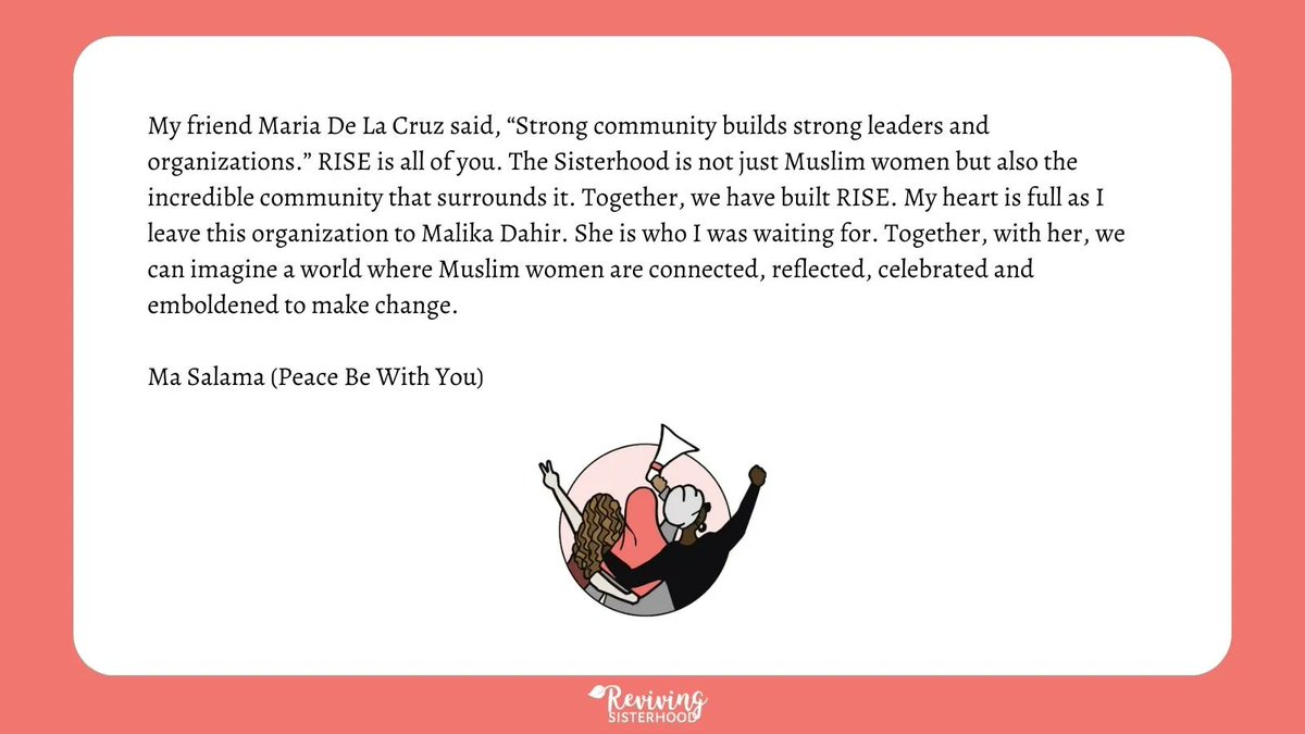 RISEsisterhood's tweet photo. We are saying goodbye to our beloved Founder &amp; Executive Director Emerita Nausheena Hussain. Since our first meeting in 2015, she has piloted RISE on a transformational journey. We owe her so much. Nausheena, thank you for being our Shero.

Read Nausheena's farewell letter: https://t.co/8JX4V98CkI