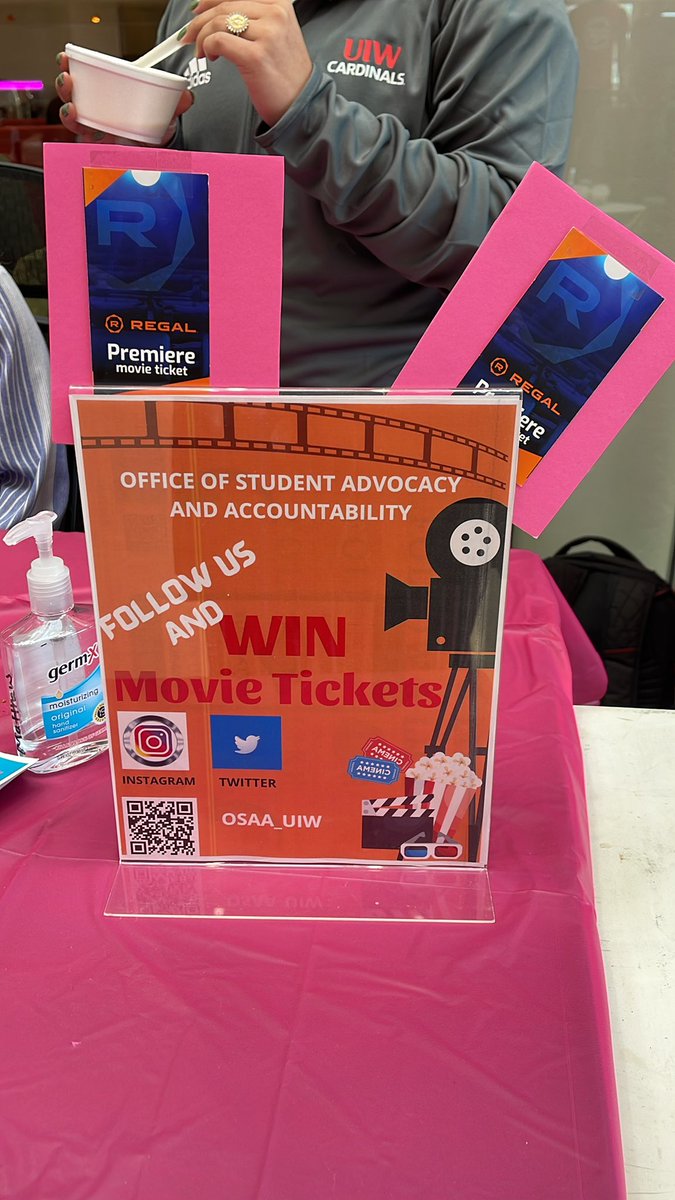 osaa_uiw's tweet photo. Tuesday shenanigans on the Concourse…Come by for snacks and follow us for a chance to win 2 movie  tickets https://t.co/YaCjs0V3VE