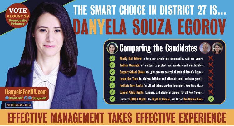 Last day to VOTE!  Choose <a href="/Danyela4NY/">Danyela for NY 伊秀丹</a> to turn NYC around and restore safety, the economy and improve schools &amp; QOL. Make the Smart choice!