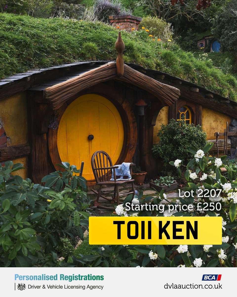 DVLAPersReg's tweet photo. A fan of the Hobbit and the Lord of the Rings?

Could this be your perfect registration?

Find this great registration in our next auction from 7-13 September 📆

View all lots and register to bid here: 
👉🏻 https://t.co/DJ6debvQrQ 

#lotr #MakeItPersonal  #DVLAAuction https://t.co/Wt3AOhqoRg