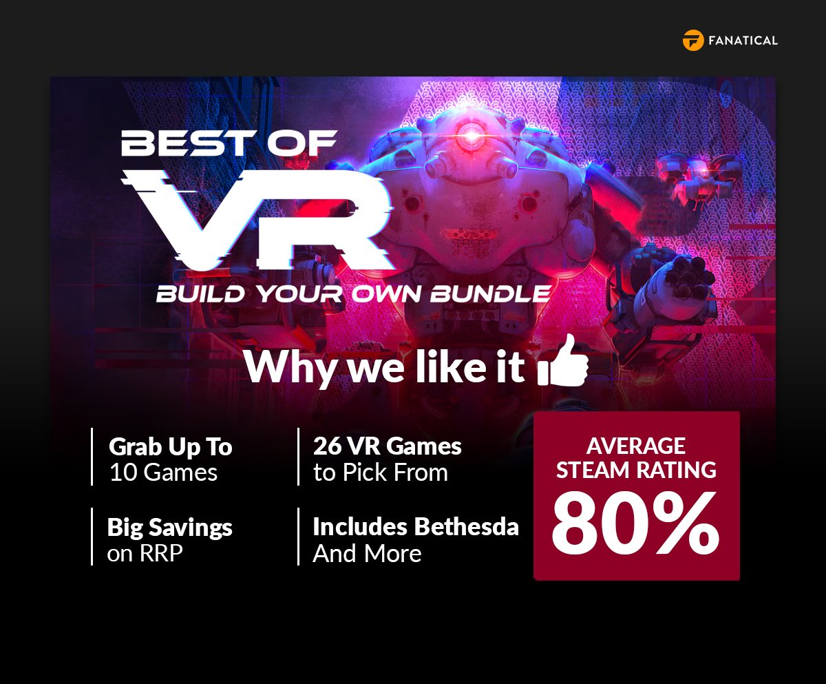 Fanatical's tweet photo. ✨I know a lot of you have been excited about VR games from the comments you’ve been leaving us, so I’m very happy to announce that today we have an awesome VR bundle! We have games like #ArizonaSunshine and #ZeroCaliberVR!
https://t.co/VyfigzBbi9 https://t.co/TODI1LEQCb