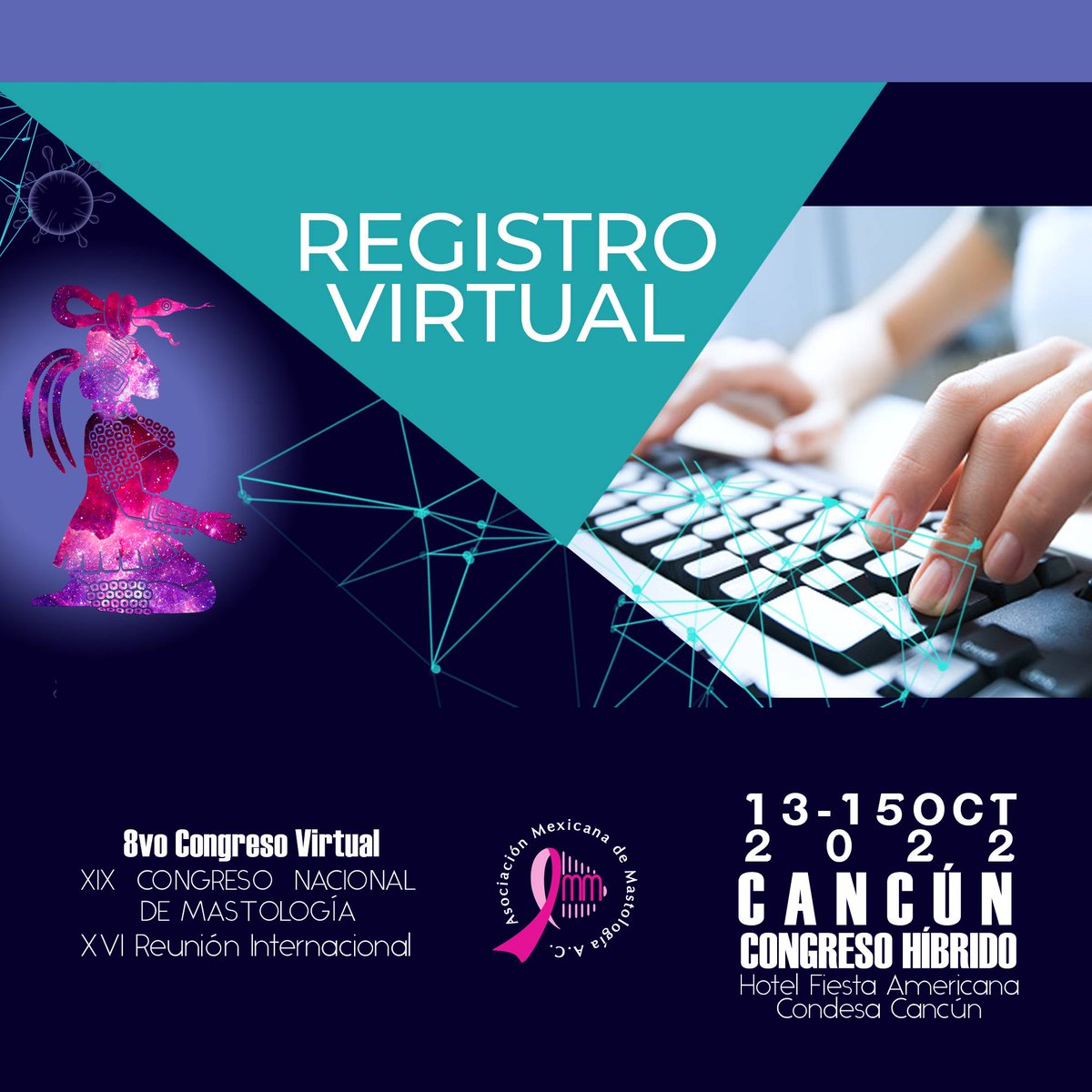 MastologiaMx's tweet photo. Aprovecha #CuotaIntermedia en tu inscripción al #RegistroVirtual  ¡Se parte de esta nueva experiencia!
#XIXCongresoNacionalDeMastología y #8vaEdiciónVirtual  #CongresoHíbridoAMM2022
Inscríbete en https://t.co/nDvxkZzkRr 
#EnEquipoLoHacemosMejor https://t.co/5Mg4VPMz4T