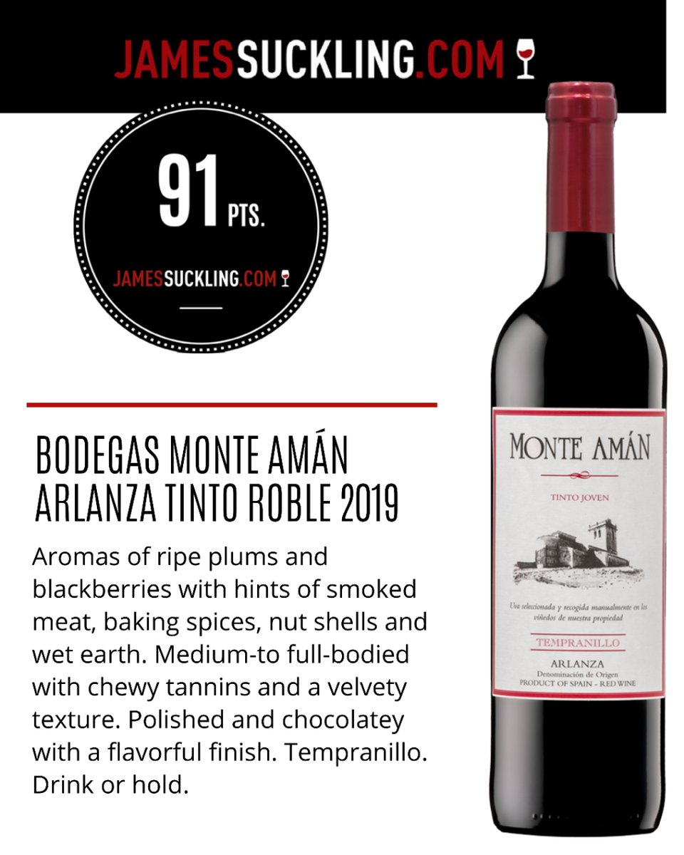 bodemonteaman's tweet photo. Nuestro Tinto Roble 2019 ha sido puntuado con 91 pts por el prestigioso @JamesSuckling 
Descubre todos nuestros vinos en https://t.co/y6fV3f1GAU
#bodegasmonteaman #jamessucling #arlanza #winetime https://t.co/Gg3xaQlFap