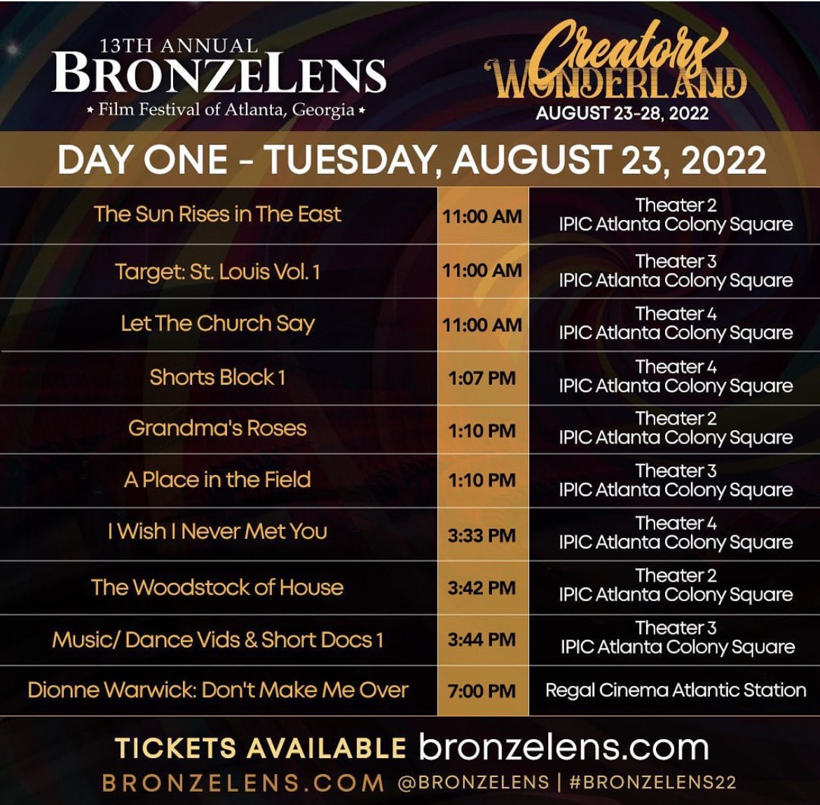Fulton_Films's tweet photo. @Fulton_Films proud partners of the @BronzeLens Festival 2022. Here is the day one schedule ⬇️🎬🎥 #Bronzelens #festival #FilmedinFulton @FultonInfo @FGTV https://t.co/2KfEx8AaYO