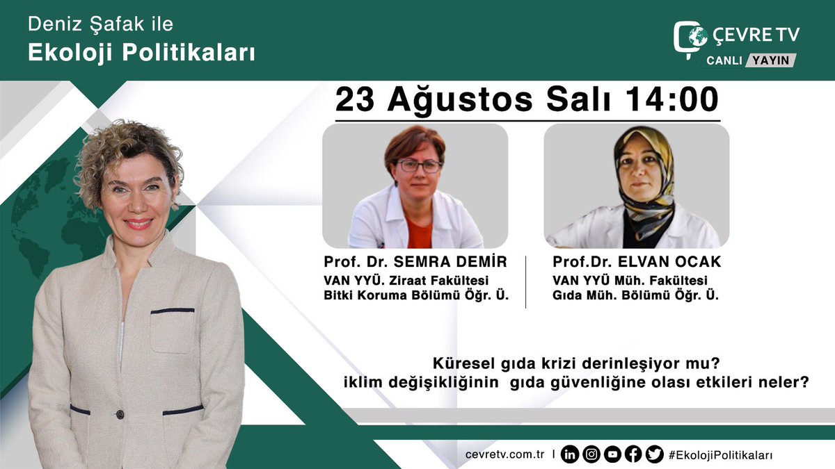 Sevgili Deniz Şafak ile “Çevre Tv’de İklim Değişikliği ve Gıda Güvenliği” konulu güzel ve verimli bir program gerçekleştirdik.