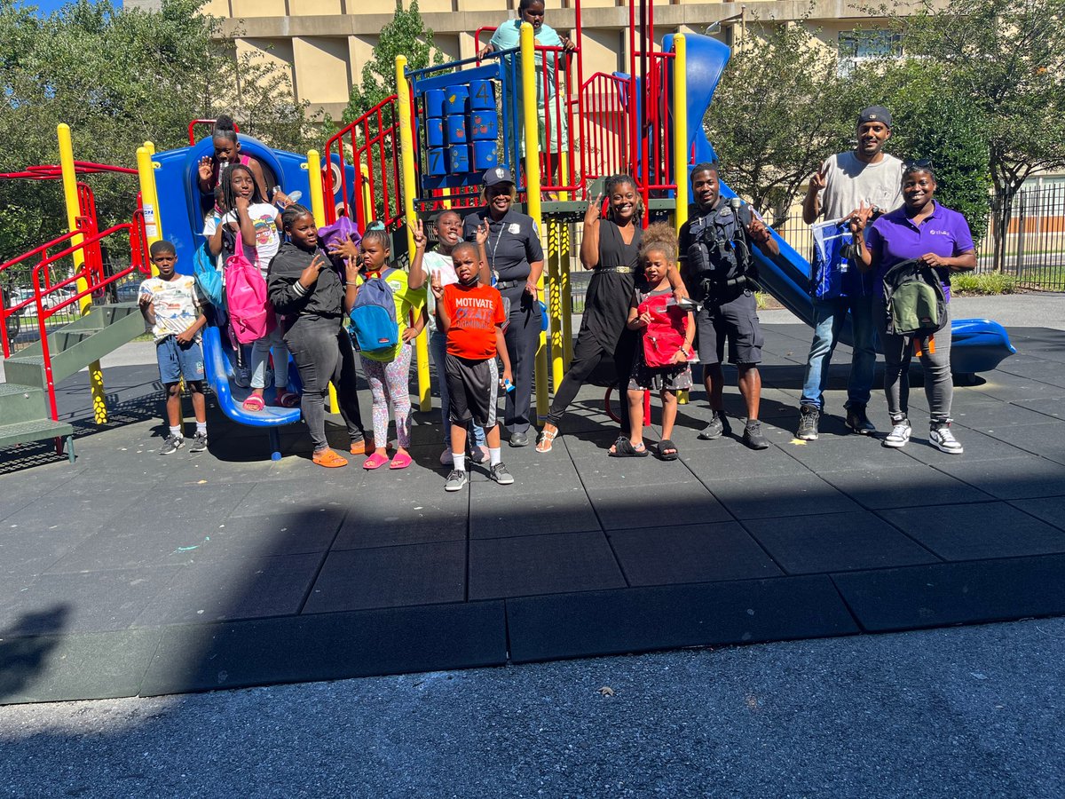 MissionFirstHG's tweet photo. Back to School Celebration at SeVerna on K in DC. Community partner Patrice along w/ @Pepco and @tbaconnects donated 200+ backpacks/supplies to support our Back to School drive. @DCPoliceDept’s Side by Side Band also supported our drive and played music for our residents! https://t.co/FLDcpWZBgv