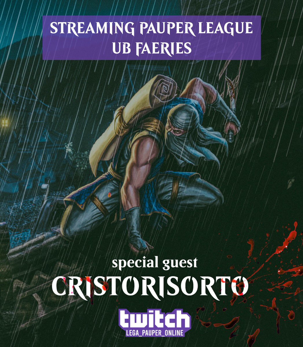 Thursday 10:30 p.m. (22.30 italian hour) start streaming PAUPER LEAGUE + special guest my friend <a href="/_Cristorisorto_/">Nicolò Garino</a> 🧚‍♂️ #mtgpauper 

Twitch 👇🏻👇🏻👇🏻
 twitch.tv/lega_pauper_on…