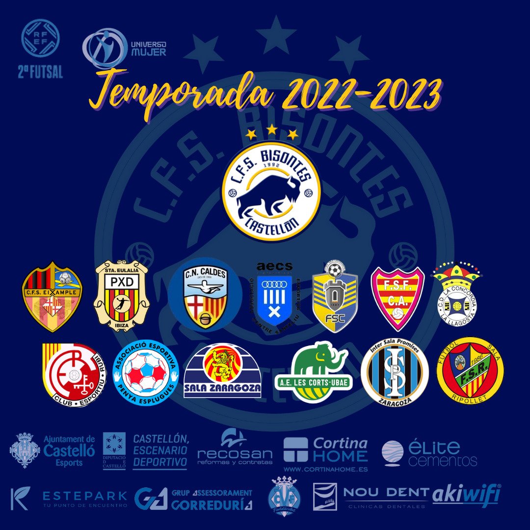 femecastellon's tweet photo. ¡𝐓𝐄𝐍𝐄𝐌𝐎𝐒 𝐆𝐑𝐔𝐏𝐎!

La @FutSalRFEF ha dado ha conocer en la mañana de hoy la composición de los grupos en Segunda División.

🦬💙
#VamosBisontes #Castello #CSEscenarioDeportivo #LEsportMouCastello #Bisontas♀️ https://t.co/mMUarQyZX5
