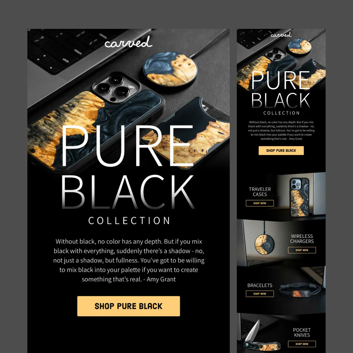 TapptivCreative's tweet photo. All black everything  ⚫️ 

#emaildesign #emailgeeks #marketingtwitter #emailmarketing https://t.co/ttCGh7Ohza
