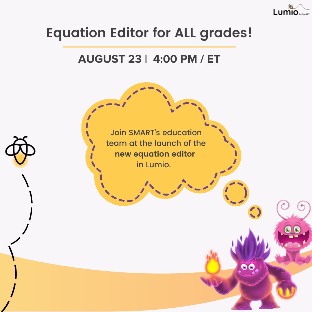 LumioSocial's tweet photo. Lumio has an exciting webinar for you today!π£
Join us at 4:00PM ET to see how you can use the brand-new Equation Editor in Lumio.
Register here!π
https://t.co/GUAH8Su8ps
#EdTechnology #MathTeachers #EdTechForMath https://t.co/piyheZHOa7