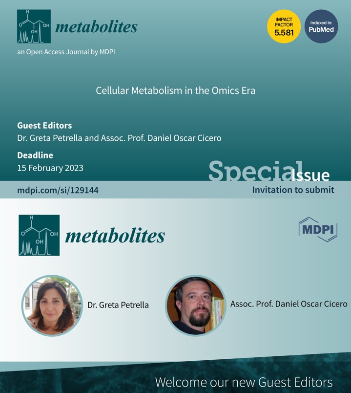 MetabolitesMDPI's tweet photo. Dr. Greta Petrella and Dr. Daniel Oscar Cicero🔬from Department of Chemical Sciences and Technologies, University of Rome Tor Vergata, is now leading the Special Issue📗"Cellular Metabolism in the Omics Era" 📢#OpenForSubmissions #Omics
More info: https://t.co/HhTlIuOht4 https://t.co/3pVUmxJend