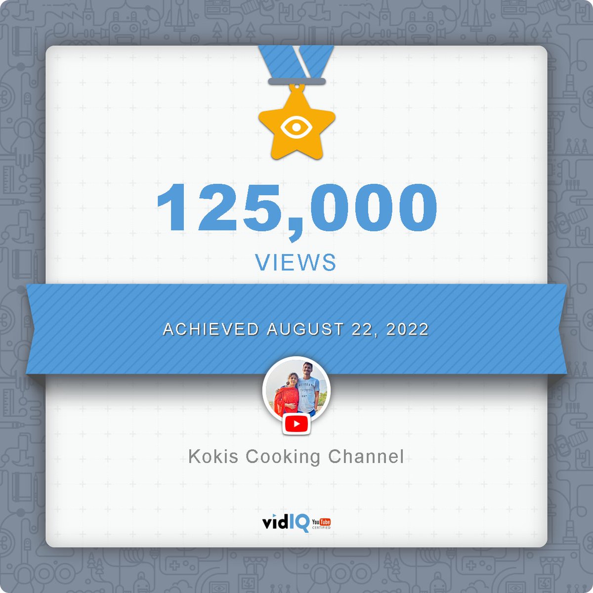ChannelKokis's tweet photo. My YouTube channel achieved 125,000 views on August 22, 2022! Track and celebrate your own success today for free with @vidIQ
https://t.co/pBBlZODaho https://t.co/skeL1vGsCo