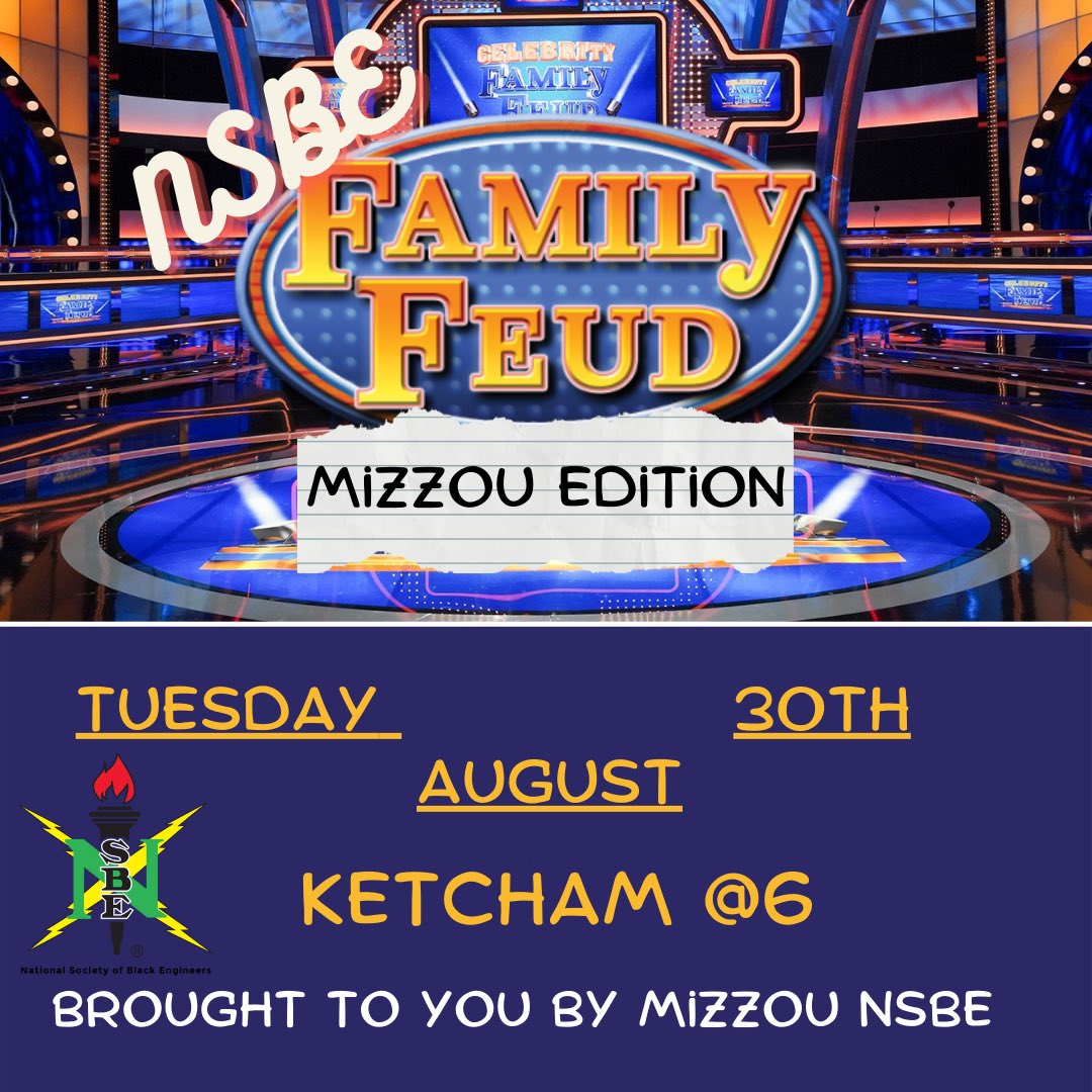 Good afternoon everyone‼️ We hope you’re having a great start to your week so far. NSBE is proud to present our Family Feud event next week on Tuesday🥳 Bring your friends, play and have some fun with us. You don’t want to miss out!😁