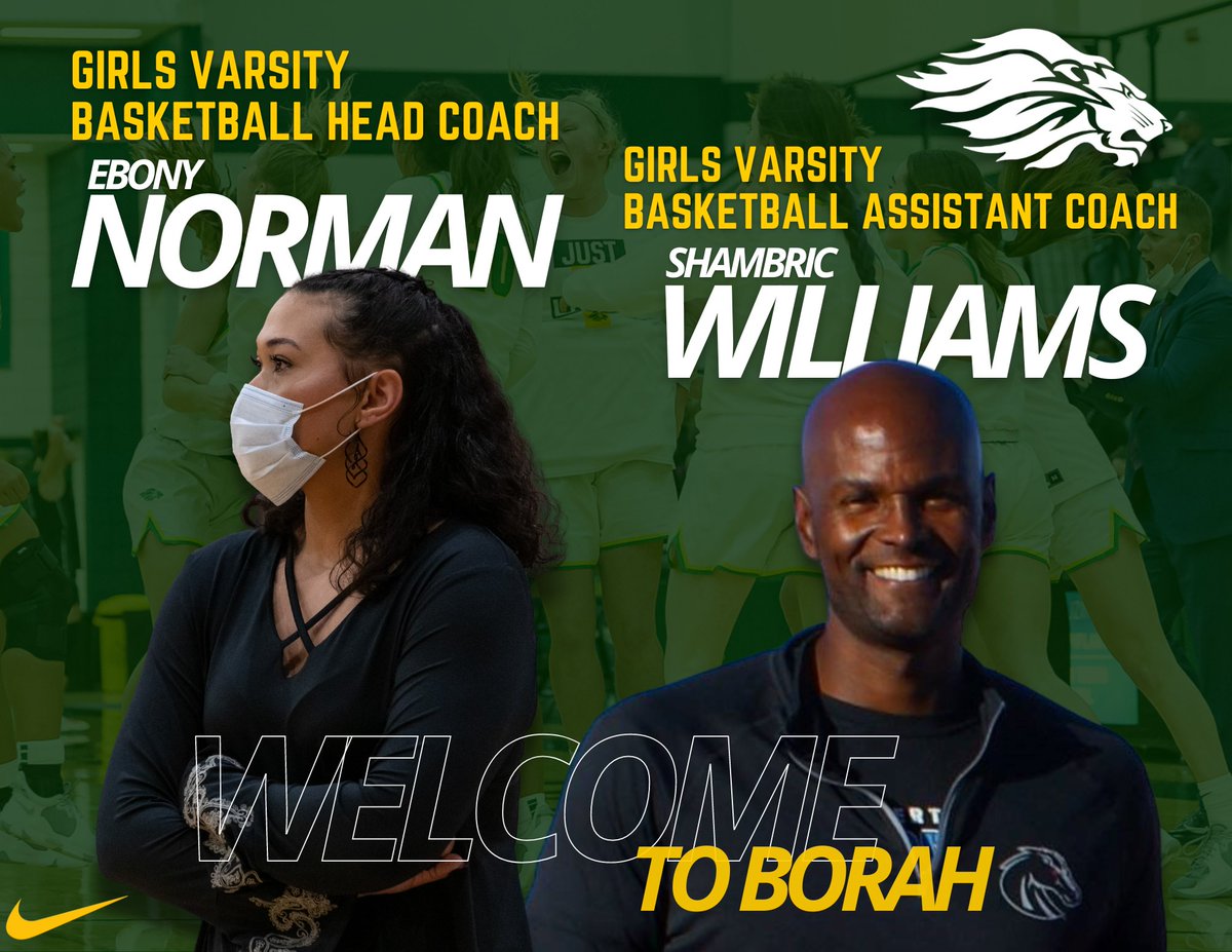 BorahAthletics's tweet photo. Please welcome our new Girls Varsity Basketball Head Coach, Ebony Norman and Girls Varsity Basketball Assistant Coach, Shambric Williams! @ladylionshoops
#BorahTuff | #BorahGirlsBasketball https://t.co/dsLueUJPjG