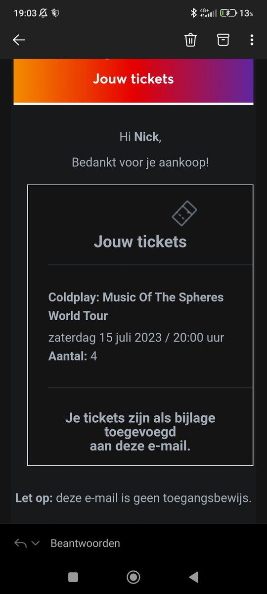 Altijd al naar ColdPlay willen gaan 🤡
Thanks Ziggo!