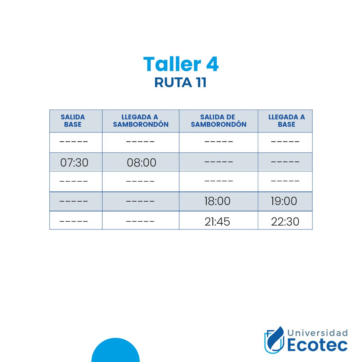 UnivEcotec's tweet photo. Rutas 7 - 8 - 9 - 10 - 11 en campus Samborondón.
#ECOTEC #EcoBuses #Rutas https://t.co/qfoJwTQ3lG