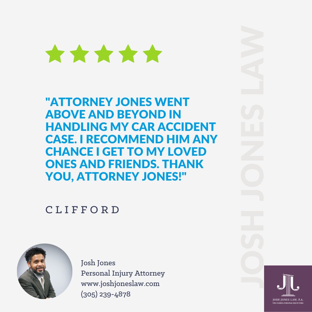 JoshJonesLaw's tweet photo. It's #TestimonialTuesday!

Thank you Clifford for the ⭐️⭐️⭐️⭐️⭐️ Review: Attorney Jones went above and beyond in handling my car accident case. I recommend him any chance I get to my loved ones and friends. Thank you, Attorney Jones! https://t.co/gmw5UgY6GF