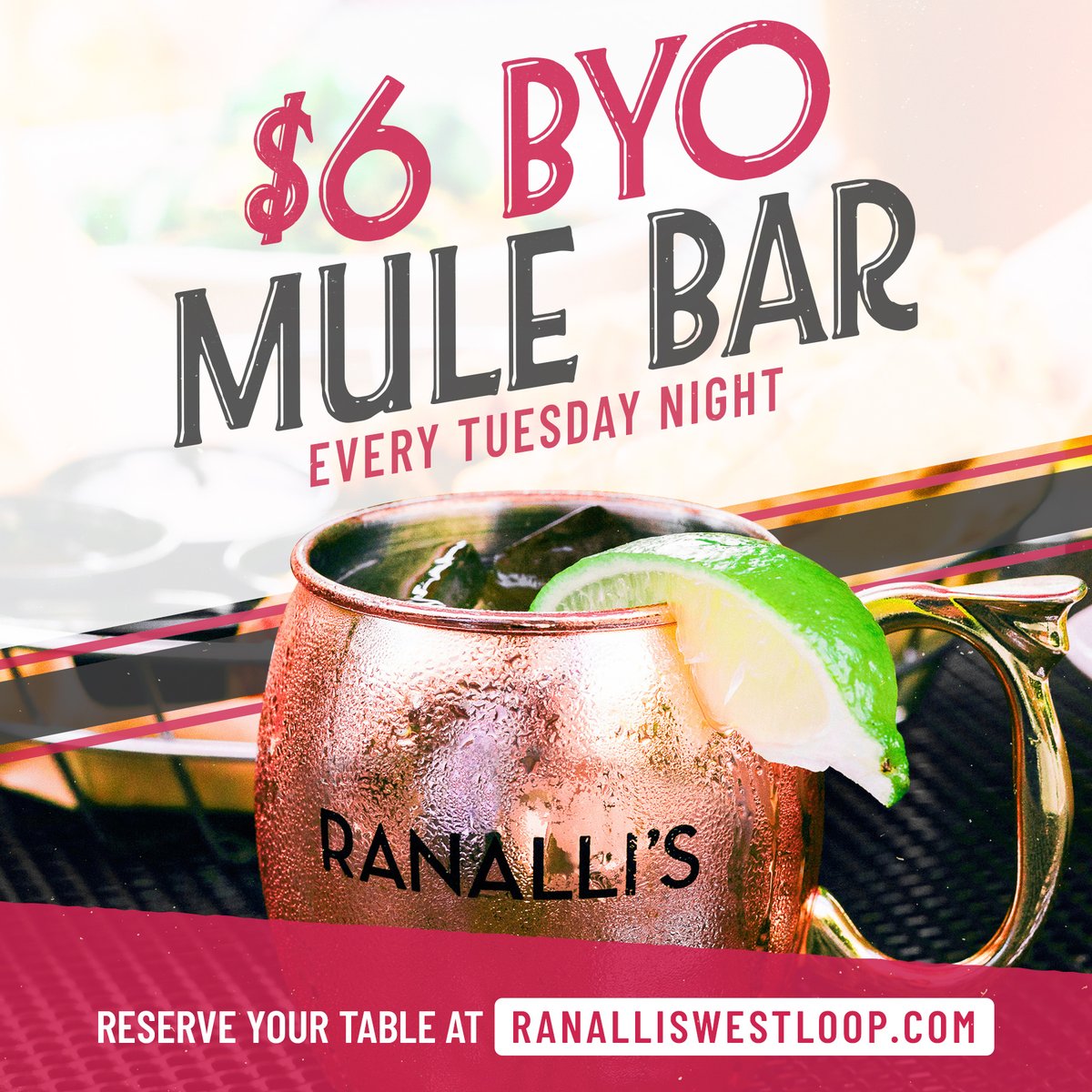 Come have a Mule your way, every Tuesday, at #RanallisWestLoop! 🍉🍋🍭⁣