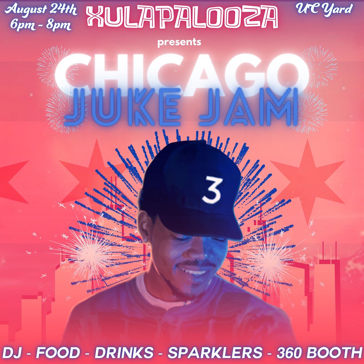 XULARoyalCourt's tweet photo. DAY 4 OF WELCOME BACK WEEK, 🎆CHICAGO JUKE JAM🎆 Come join XAB X SGA for a night of fun! 🤩 Wednesday, August 24th from 6pm-8pm on the UC Yard! See you there! 😏 @XULASGA @XABoard https://t.co/ODyoLbAoeK
