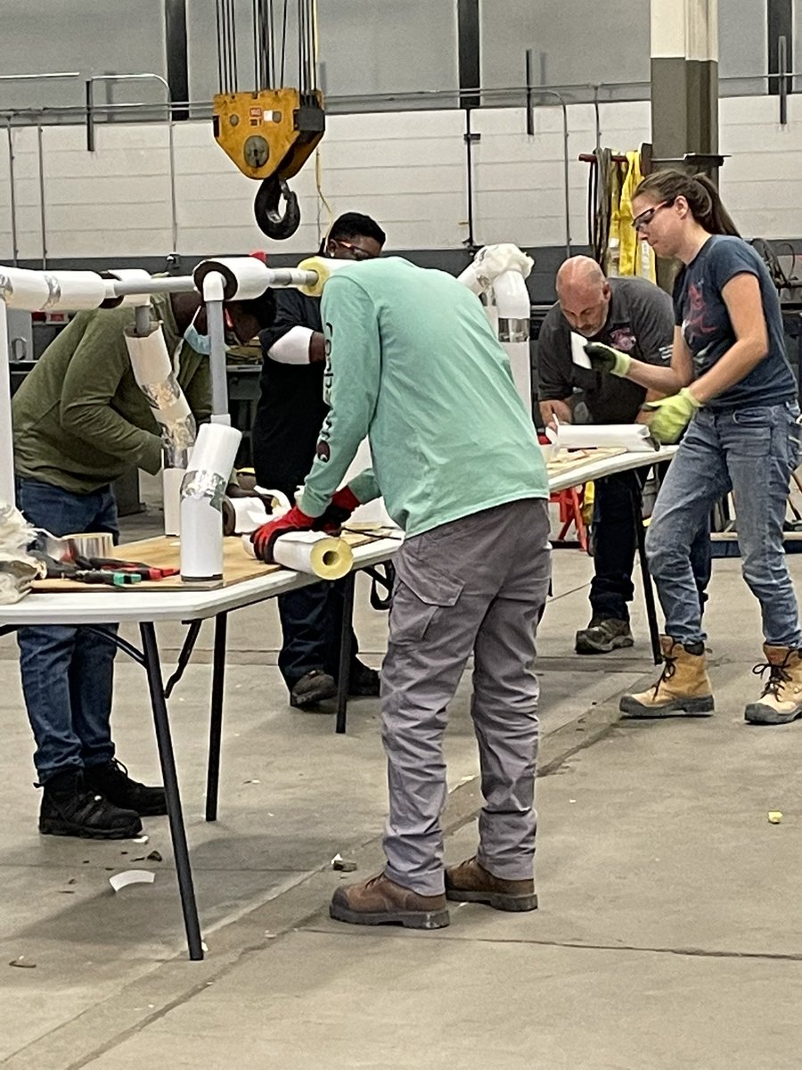 DarleneWFWE's tweet photo. #TTWin learning about finishing after the insulation is installed and wrapped #Local95 @tomorrowstrades @WorkforceWE https://t.co/Giy86n9rTw