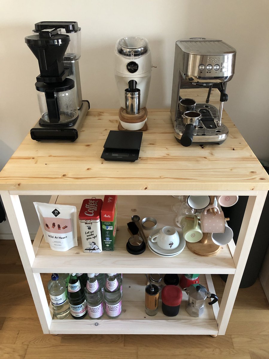 My wife designed this coffee bar for me and we built it together. It turned out really well☕️