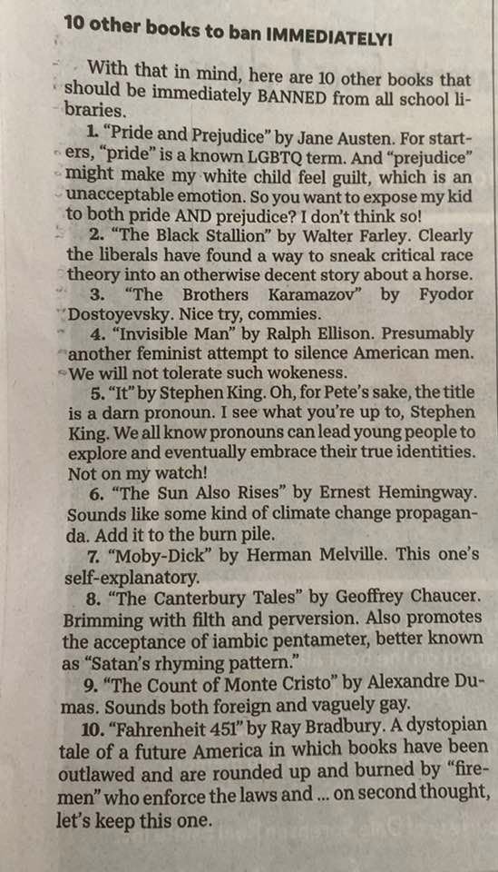christoq's tweet photo. MORE BOOKS THAT NEED TO BE IMMEDIATELY BANNED!!! (Seen in 'Florida Today' newspaper) https://t.co/5iCfyewFvd