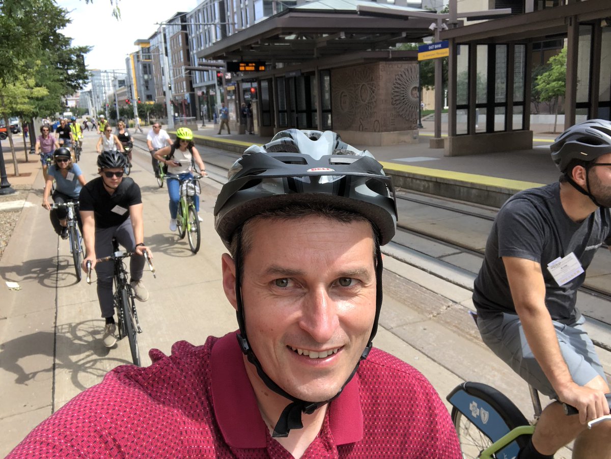 HappyBikeTrails's tweet photo. Some photos from the @apbp bike tour through the University of Minnesota’s platinum level bicycle friendly university. Heard from university staff about how their bikeway network and support facilities have been planned, built and continue to be improved. #apbp2022 https://t.co/Ym17sOs0Pw