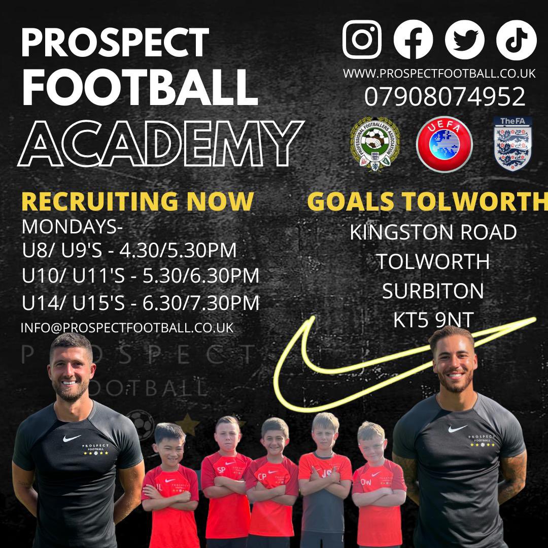 Prospect Football Academy RECRUITING NOW for 2022/2023 season ⚽️ For professional elite football coaching in Surrey contact info@prospectfootball.co.uk #prospectopro ⚽️