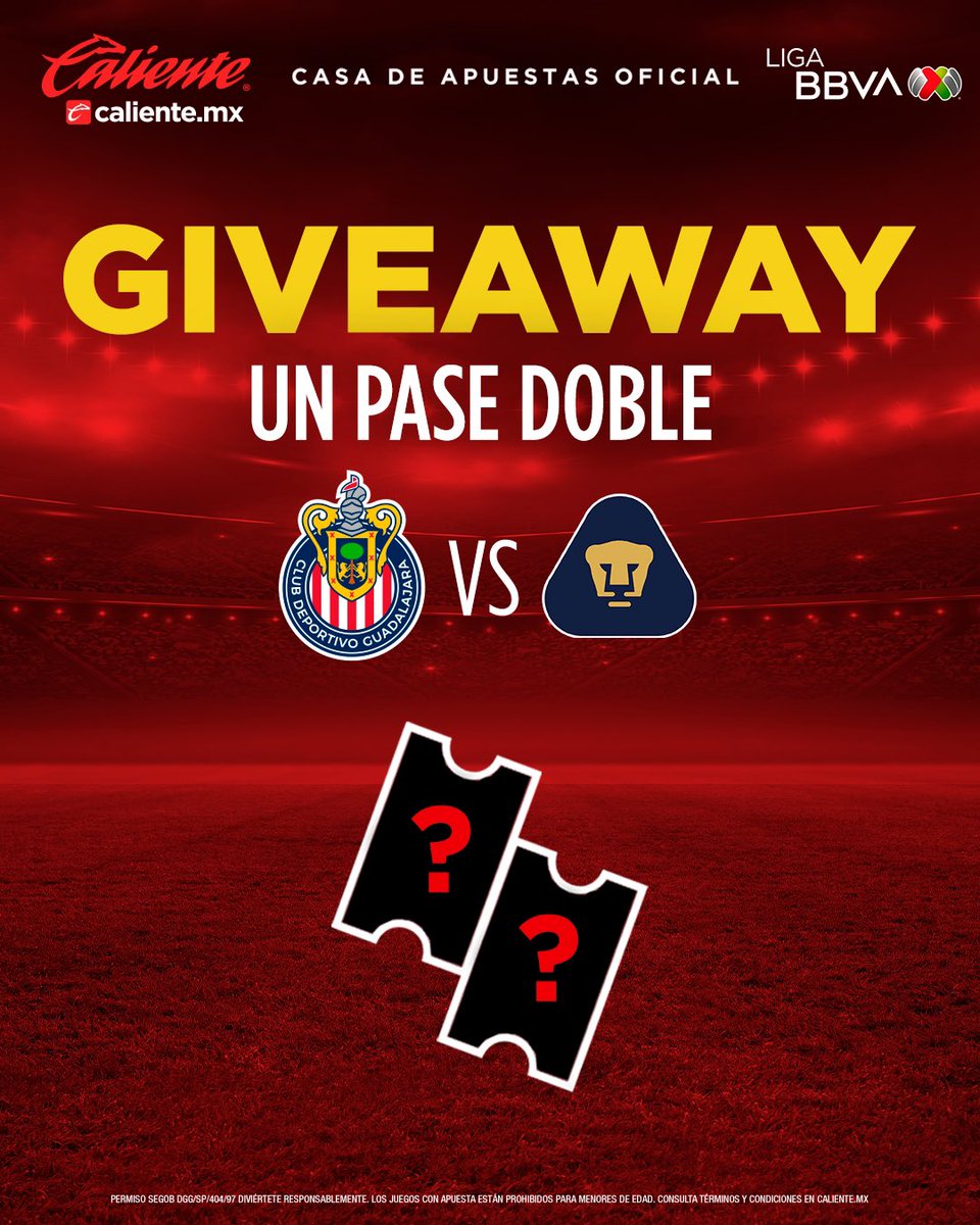 Chivas's tweet photo. 🚨🐐 GIVEAWAY CHIVAHERMANO 🐐🚨
 
¡Participa por UN PASE DOBLE junto a @calientesports! Sigue los pasos y estarás participando. 🏟
 
1️⃣Dale RT y ❤️
2️⃣Sigue a @calientesports en TW e IG 📲 https://t.co/xAMHWsm8Uj
3️⃣ Comenta el HT #MásAcciónMásDiversión 🔥 https://t.co/CvJJIvUg6b