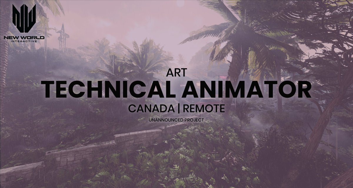 Are you a killer Technical Artist who specializes in animation? 📢
Check out our open position to work on an unannounced project! 

Click here to apply!
jobs.newworldinteractive.com/jobs/1725012-t…

#gamedev