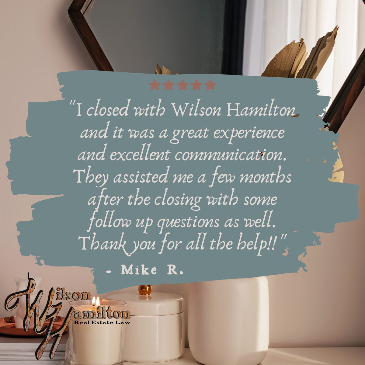 Wilsonhamilton_'s tweet photo. At Wilson Hamilton Law, we aim to provide 5-Star service before, during, and after the closing. We are a trusted community partner and welcome the opportunity to help agents, buyers and sellers with all of their real estate needs. https://t.co/3iV4tm5ypc