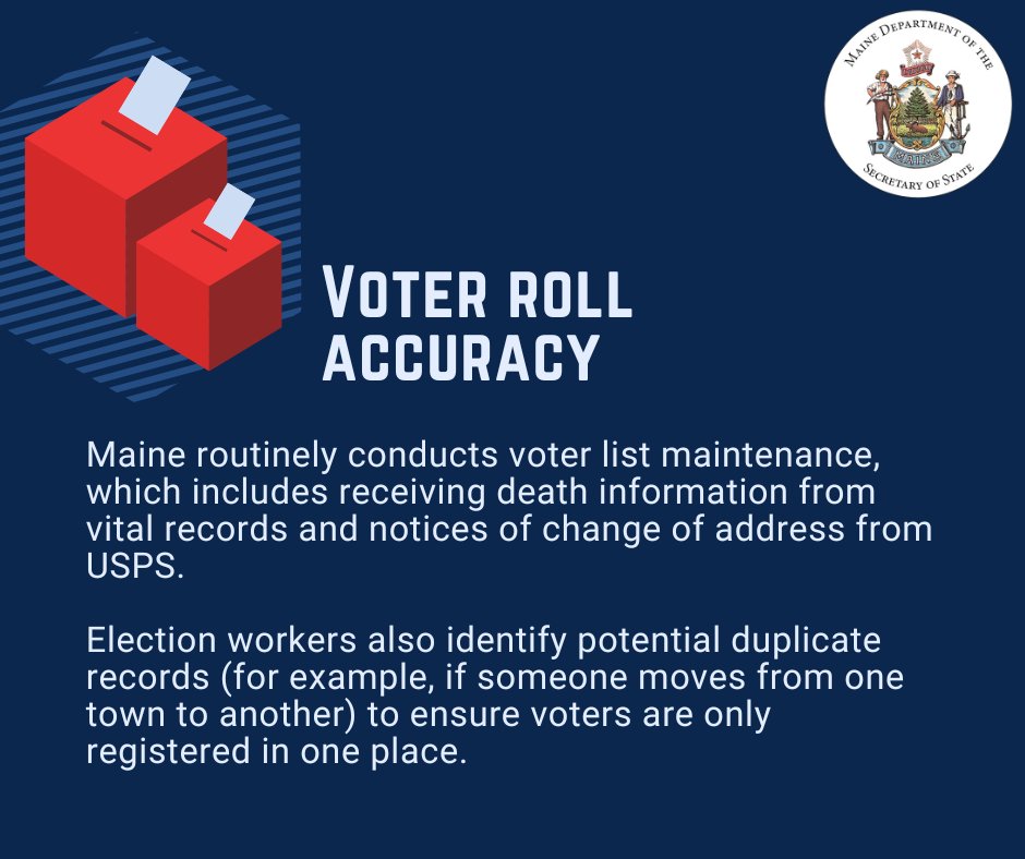 MESecOfState's tweet photo. Do you have questions about how Maine runs elections? Here are the facts.
๐งต 3/3
#MEPolitics https://t.co/OjEfoej48m